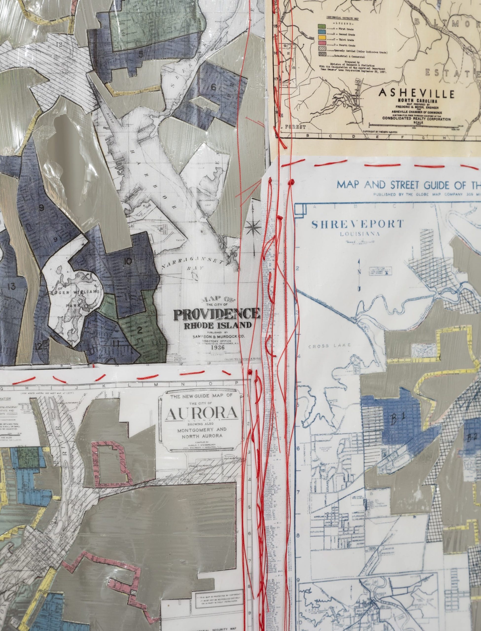 a detail image of a tapestry of maps