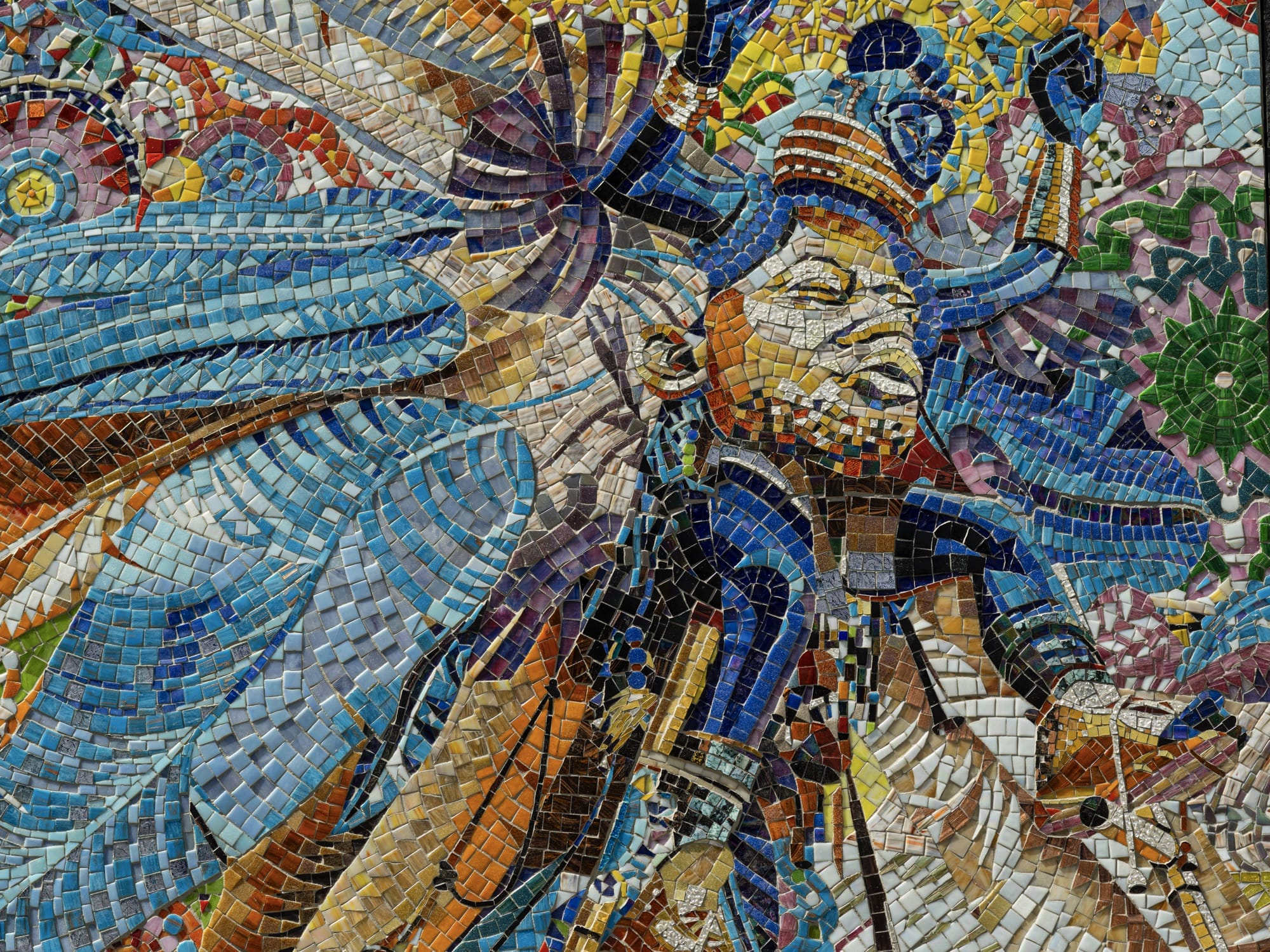 a detail of a glass mosaic showing a Black figure