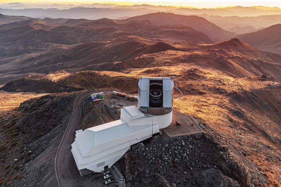 the Vera C. Rubin Observatory on a mountain Chile
